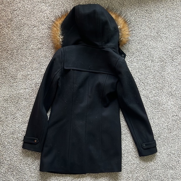 Marc New York, Andrew Marc, black pea coat with fur hood size 2 - Picture 5 of 8